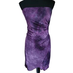 Vintage 90s Galaxy Glitter Bling Strapless Dress Sz 9/10